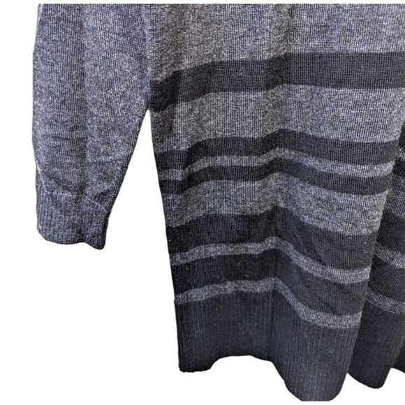 Eileen Fisher Gray Striped Merino Wool Tunic Length Sweater (XS) - Picture 5 of 6